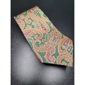 Chaps Ralph Lauren Men's Necktie Green Paisley Silk 3.75" x 57" Good